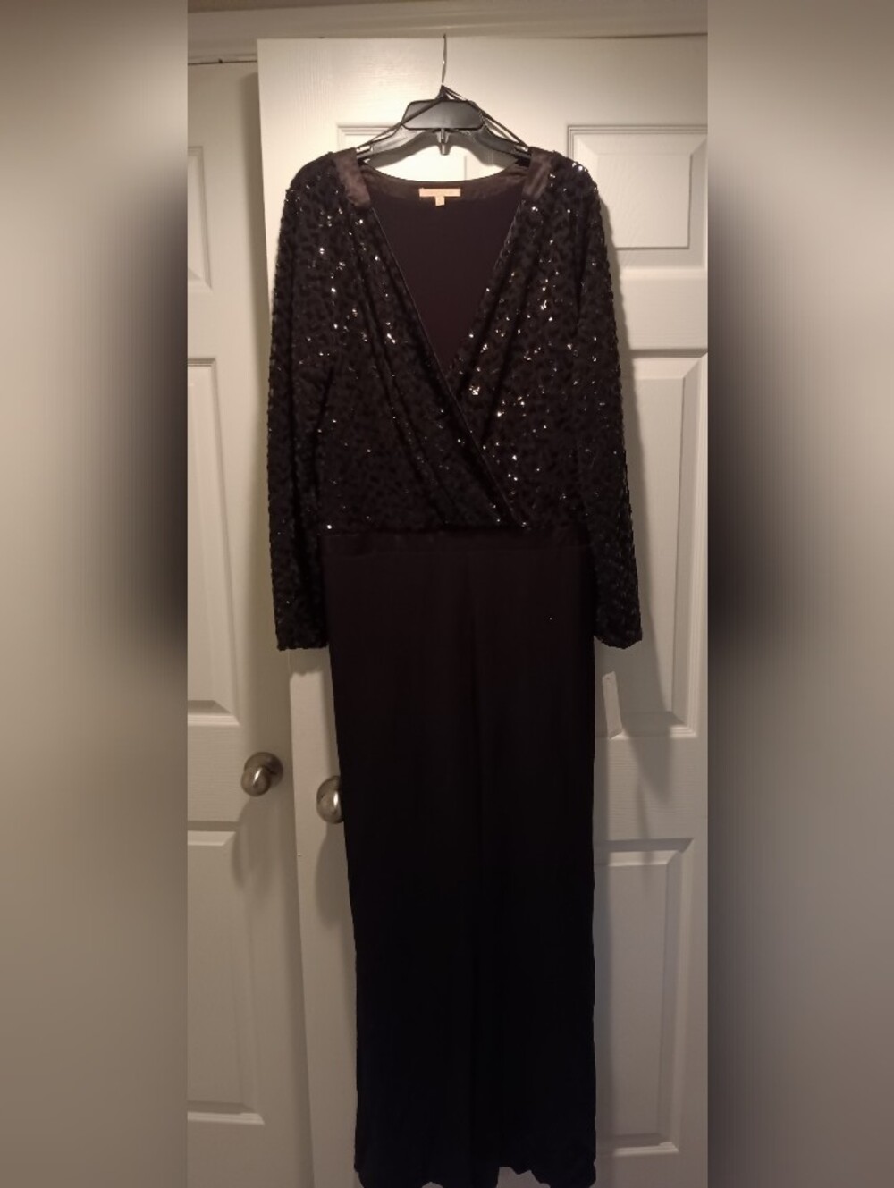 Gibson Latimer Black Sequin Wrap Jumpsuit